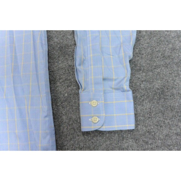 Charles Tyrwhitt Shirt Mens 15.5x33 Blue Yellow Plaid‎ Non-Iron - Picture 6 of 9